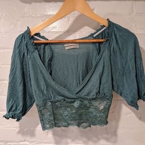 Teal croptop